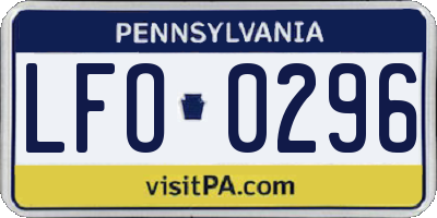 PA license plate LFO0296