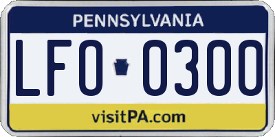 PA license plate LFO0300