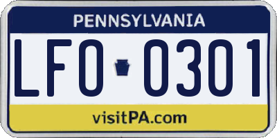 PA license plate LFO0301