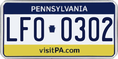 PA license plate LFO0302