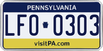 PA license plate LFO0303