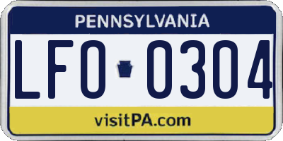 PA license plate LFO0304