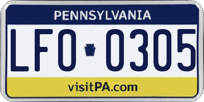PA license plate LFO0305