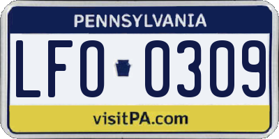 PA license plate LFO0309