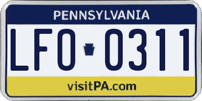 PA license plate LFO0311