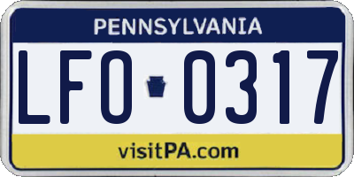PA license plate LFO0317