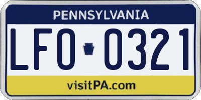 PA license plate LFO0321