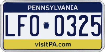 PA license plate LFO0325