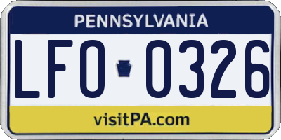 PA license plate LFO0326