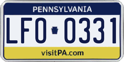 PA license plate LFO0331