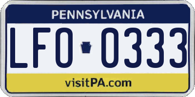 PA license plate LFO0333