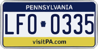PA license plate LFO0335