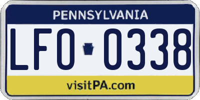 PA license plate LFO0338