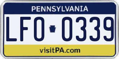 PA license plate LFO0339