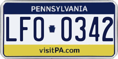 PA license plate LFO0342