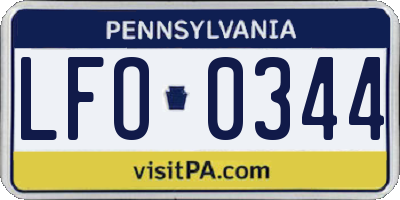 PA license plate LFO0344