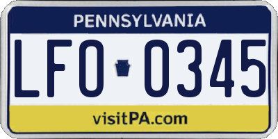 PA license plate LFO0345