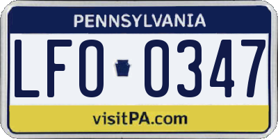 PA license plate LFO0347