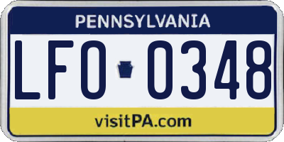 PA license plate LFO0348