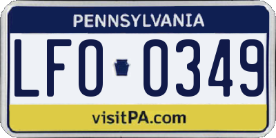 PA license plate LFO0349