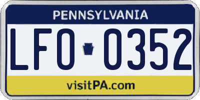 PA license plate LFO0352