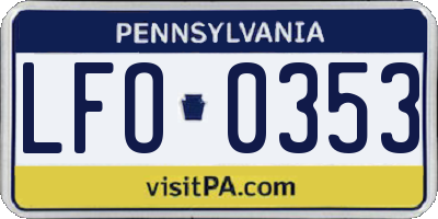 PA license plate LFO0353