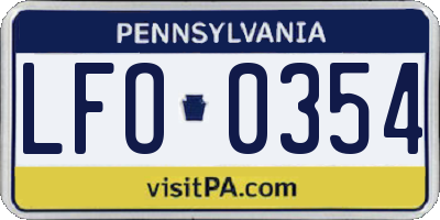 PA license plate LFO0354