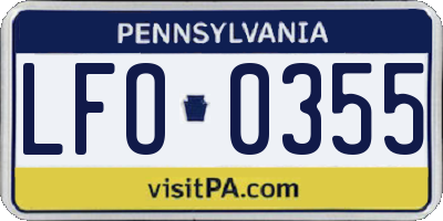 PA license plate LFO0355