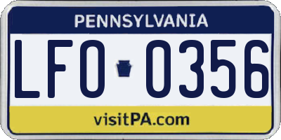 PA license plate LFO0356