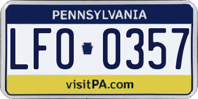 PA license plate LFO0357