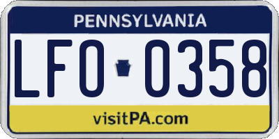 PA license plate LFO0358