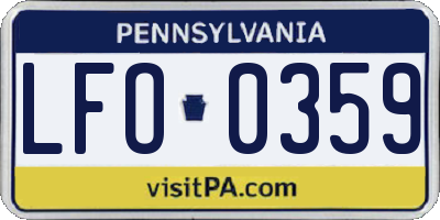 PA license plate LFO0359