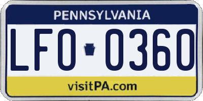 PA license plate LFO0360