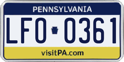PA license plate LFO0361