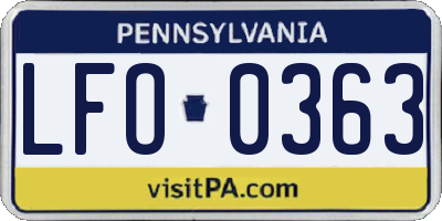 PA license plate LFO0363