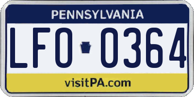 PA license plate LFO0364