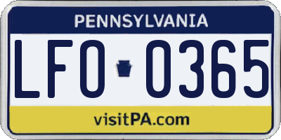 PA license plate LFO0365