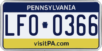 PA license plate LFO0366