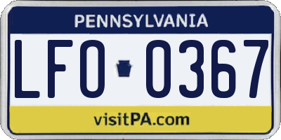 PA license plate LFO0367