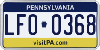 PA license plate LFO0368