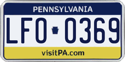 PA license plate LFO0369