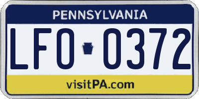 PA license plate LFO0372