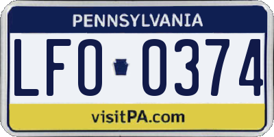 PA license plate LFO0374
