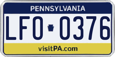 PA license plate LFO0376