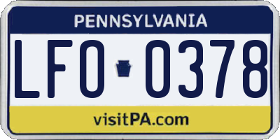 PA license plate LFO0378