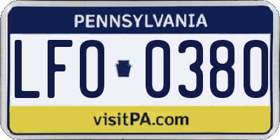 PA license plate LFO0380