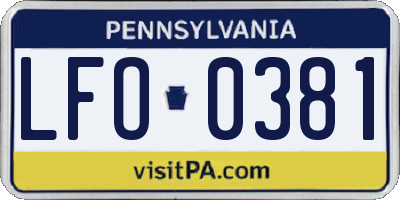 PA license plate LFO0381