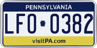 PA license plate LFO0382