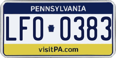 PA license plate LFO0383