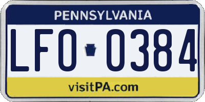PA license plate LFO0384